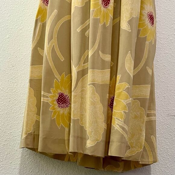Vtg Neiman Marcus Fenn Wright Mason Silk Floral Yellow Gray Low Rise Skirt 4 - Picture 5 of 11